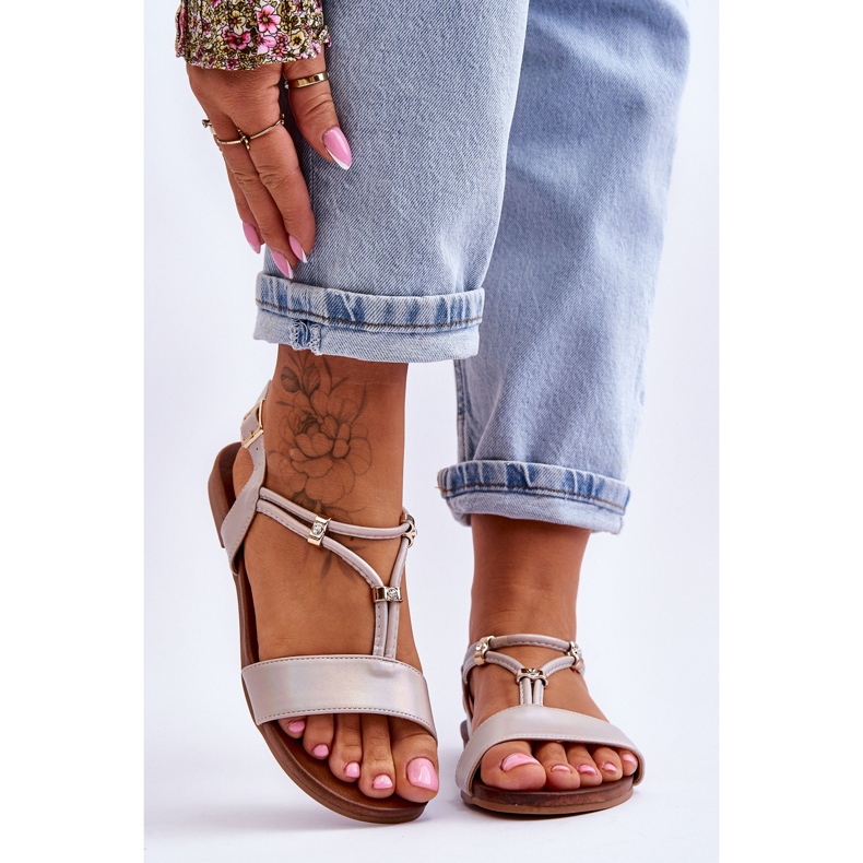 Naisten litteät sandaalit S.Barski KV-541-120 kultaa kultainen 1