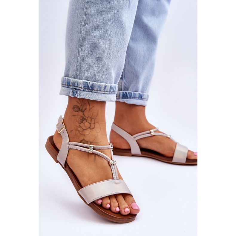 Naisten litteät sandaalit S.Barski KV-541-120 kultaa kultainen 2