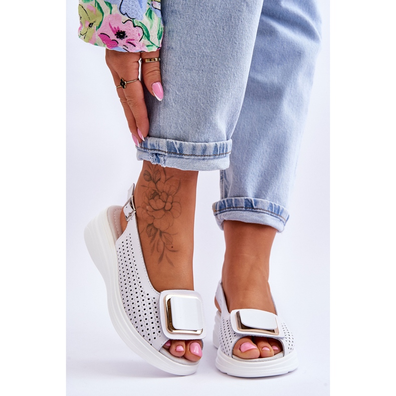 Harjakatkoiset nahkasandaalit S.Barski BN291 Valkoinen 1