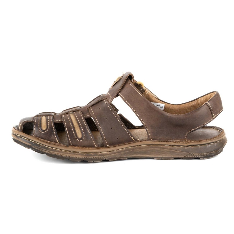Olivier Miesten nahkasandaalit kesäksi 230MA tummanruskea 1
