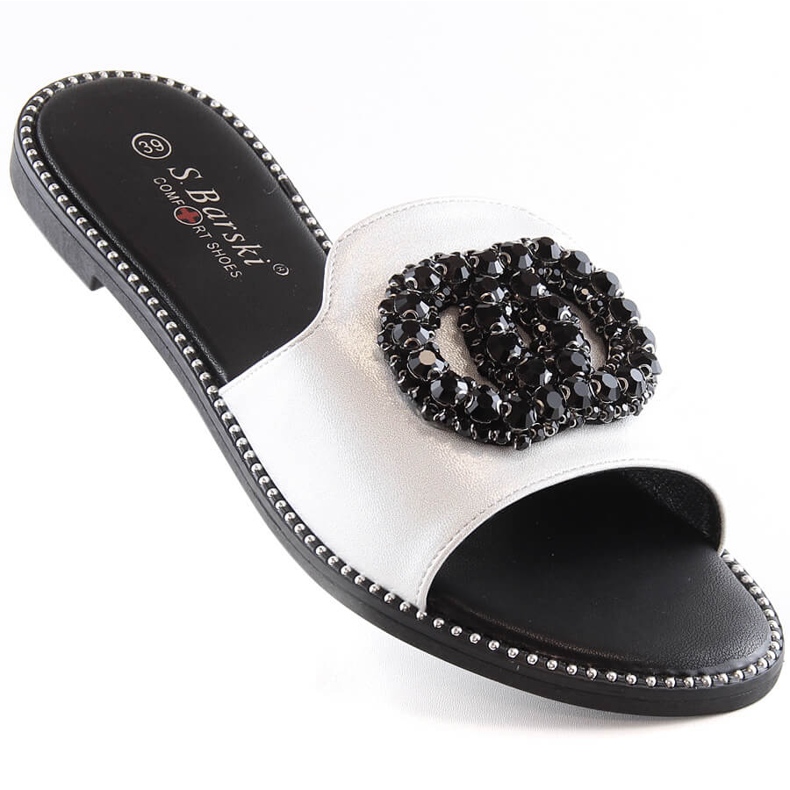 Naisten mukavat litteät tossut zirkonihopealla S.Barski Kv 520-30 1