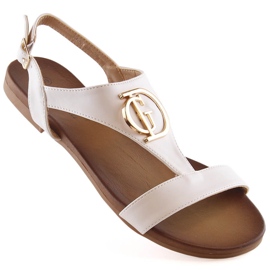 Potocki Naisten mukavat litteät valkoiset sandaalit S.Barski Kv 5541-32 valkoinen 1