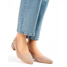 Vincezan beige-mokkanahkainen matalakorkoinen ballerina 2