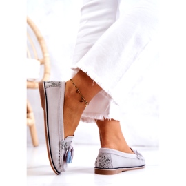 Evento Naisten mokkanahkahousut hapsuilla Harmaa Laressa 3