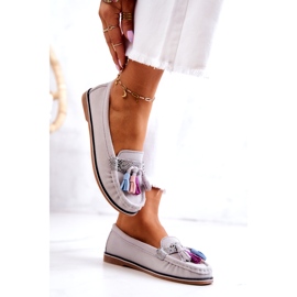 Evento Naisten mokkanahkahousut hapsuilla Harmaa Laressa 1