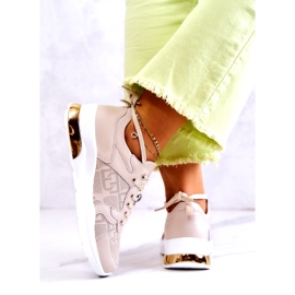 S.Barski Naisten nahkaiset urheilulenkkarit beigenvärisellä kiilalla 4