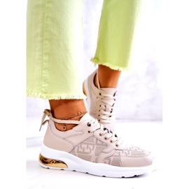 S.Barski Naisten nahkaiset urheilulenkkarit beigenvärisellä kiilalla 1