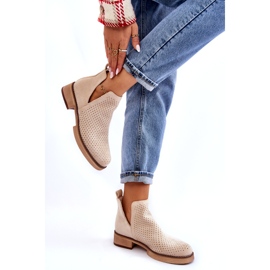 Suede harjakattoiset saappaat tasaisella kantapäällä, beige 4