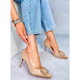 Pumput tikkakorossa Fiona Khaki beige 1