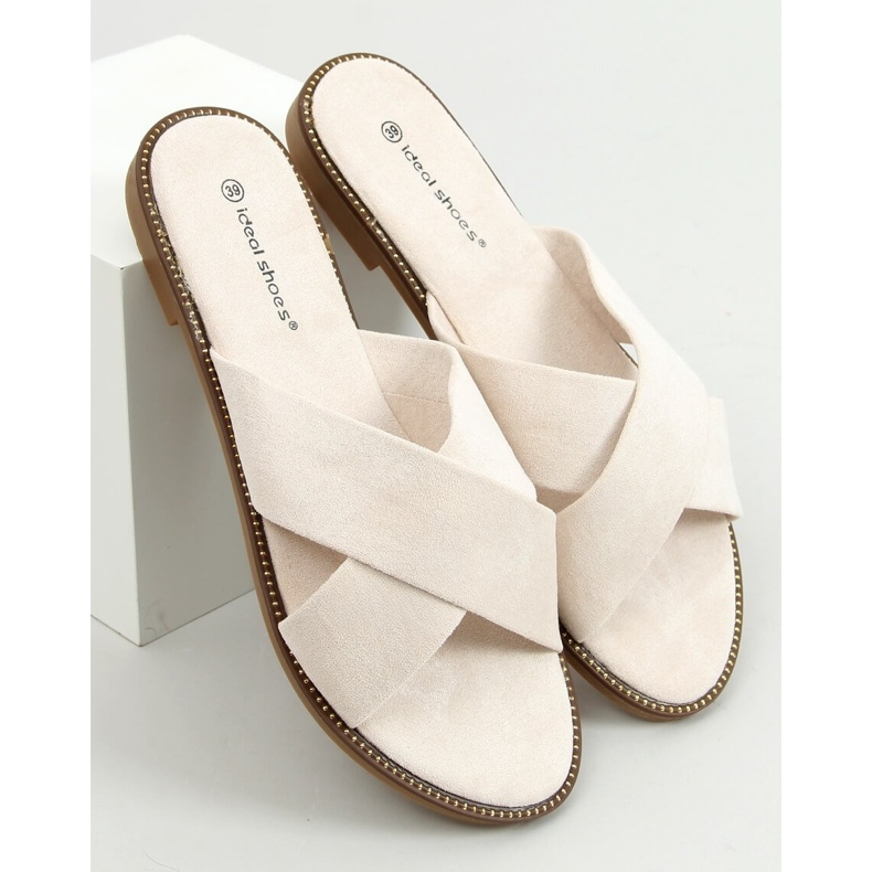 BM Alyson Beige naisten ristinmuotoiset tossut 1