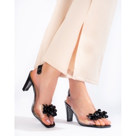 W. Potocki Potockin mustat läpinäkyvät sandaalit 1