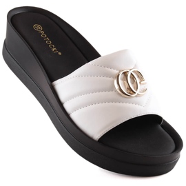 Naisten valkoiset kiilatossut Potocki YQ21001 valkoinen 1