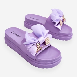 PE1 Tossut rusetilla ja koristeellisella Teddy Purple Suzylla violetti 1