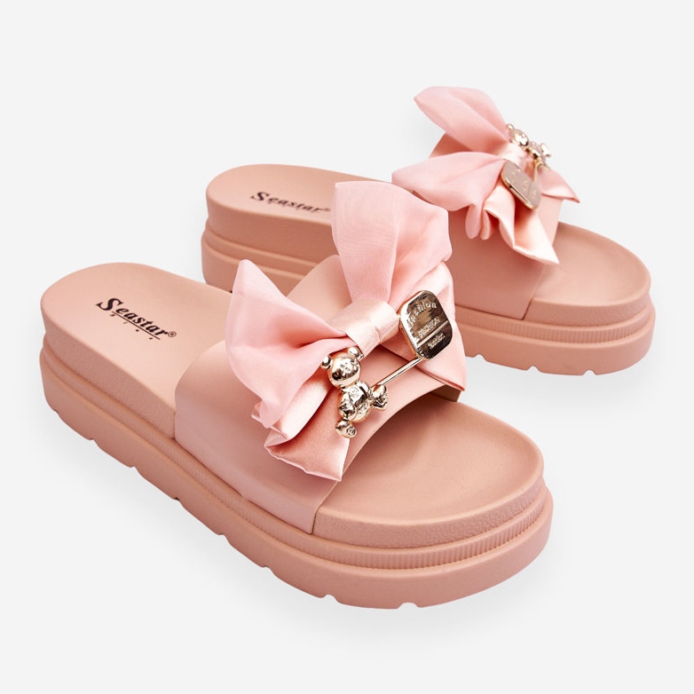 PE1 Tossut rusetilla ja koristeellisella Nallekarhulla Vaaleanpunainen Suzy 1