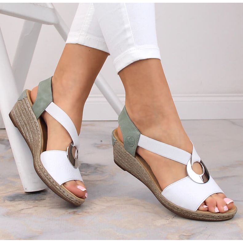 Mukavat naisten kiila sandaalit Rieker 624H6-80 valkoinen 1