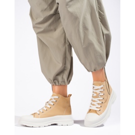 Naisten korkeat nauhalliset beige-lenkkarit Shelovet-tasolla monivärinen 1