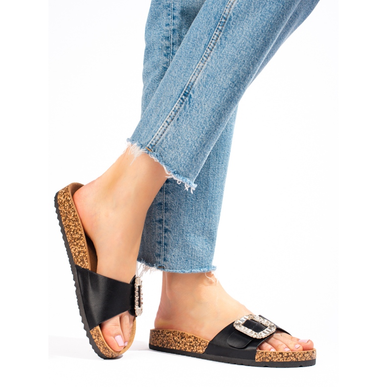 Mukavat naisten mustat tossut Shelovet-tasolla 1