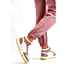 Korkeat naisten urheilukengät, lenkkarit, valkoinen ja beige 4