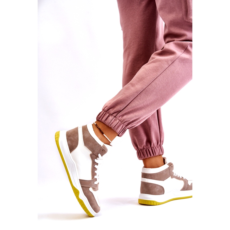 Korkeat naisten urheilukengät, lenkkarit, valkoinen ja beige 4