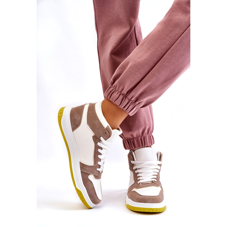 Korkeat naisten urheilukengät, lenkkarit, valkoinen ja beige 3