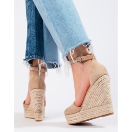 SHELOVET Tyylikkäät kiila-espadrillit beige 1