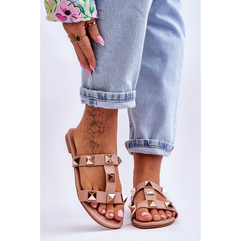 Nude Mercure naisten tossut isoilla napeilla vaaleanpunainen 1