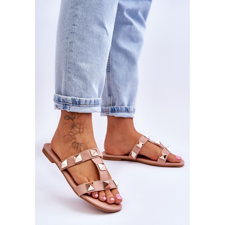 Nude Mercure naisten tossut isoilla napeilla vaaleanpunainen 2