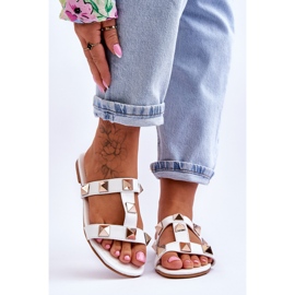 Naisten sandaalit isoilla napeilla, valkoinen Mercure 1