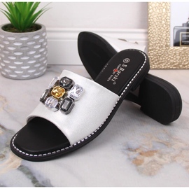 Naisten litteät mukavat valkoiset tossut zirkoneilla S.Barski Kv 2775-31 valkoinen 1