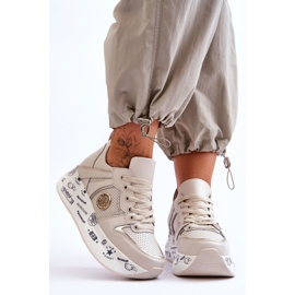 PE1 Naisten nahkalenkkarit paksulla alustalla beige Asturias 1