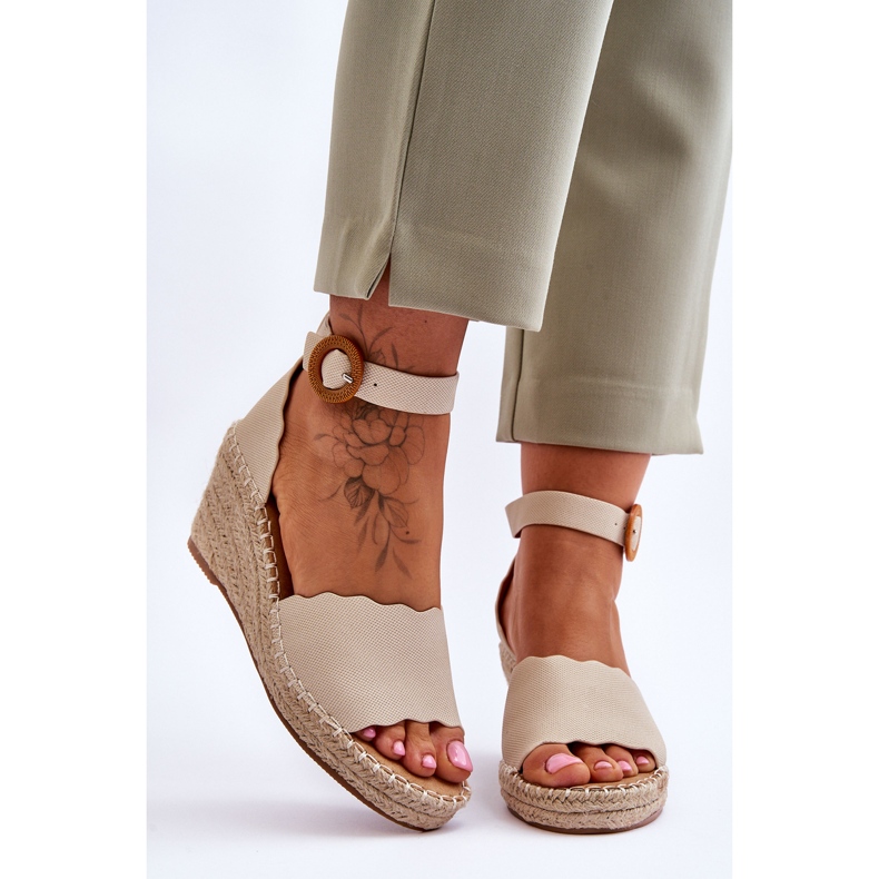 Leather Wedge Sandaalit Comfort Shoe Beige Verola 1