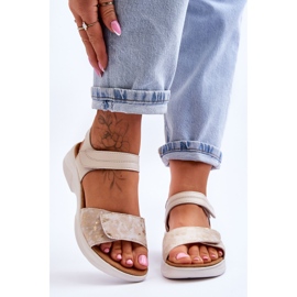 PE1 Naisten tarrakiinnityskenkäsandaalit beige-kultainen Grace 1