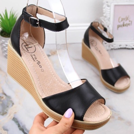 Nahkaiset mukavat naisten kiila sandaalit musta Filippo DS4507 1