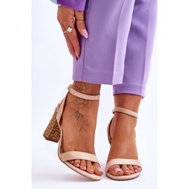 Suede Sandaalit On A Braided Beige Selila Heel 1