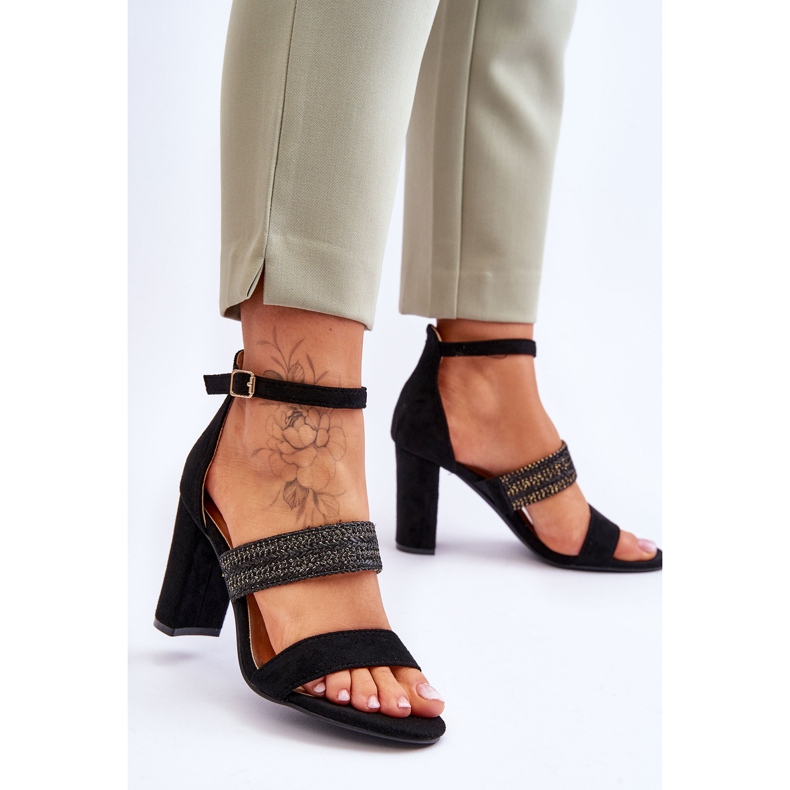 Suede sandaalit punottu kantapää Musta Roselia 2