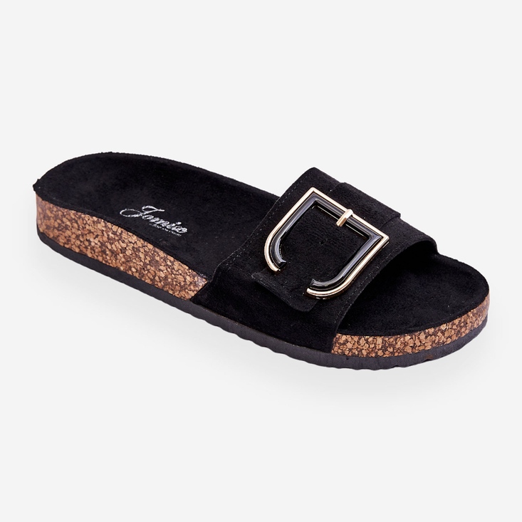 Naisten mokkanahkaiset tossut, mustat Festil 2