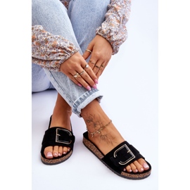 Naisten mokkanahkaiset tossut, mustat Festil 1