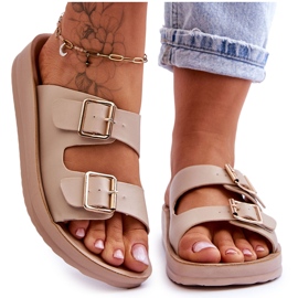 Naisten sandaalit, joissa raidat beige Clever 11