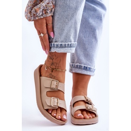 Naisten sandaalit, joissa raidat beige Clever 3