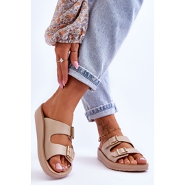 Naisten sandaalit, joissa raidat beige Clever 4