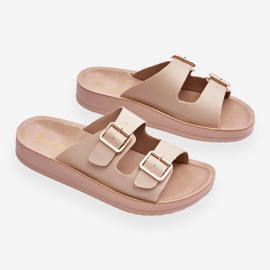 Naisten sandaalit, joissa raidat beige Clever 1