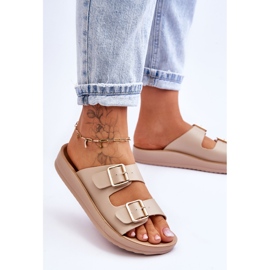 Naisten sandaalit, joissa raidat beige Clever 5