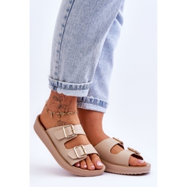 Naisten sandaalit, joissa raidat beige Clever 2
