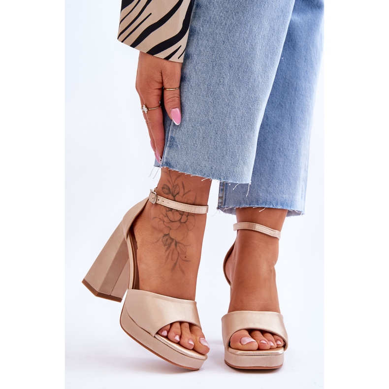Satiini sandaalit Chunky Heels Beige Eternity 1