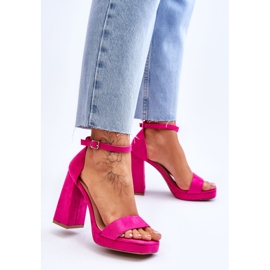 Muodikkaat Fuchsia Merila Square Heel Suede sandaalit vaaleanpunainen 2 Muodikkaat Fuchsia Merila Square Heel Suede sandaalit vaaleanpunainen 2