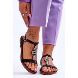 Nahkasandaalit koristeellisella käärmeellä S.Barski KV-5541-42 Musta 1