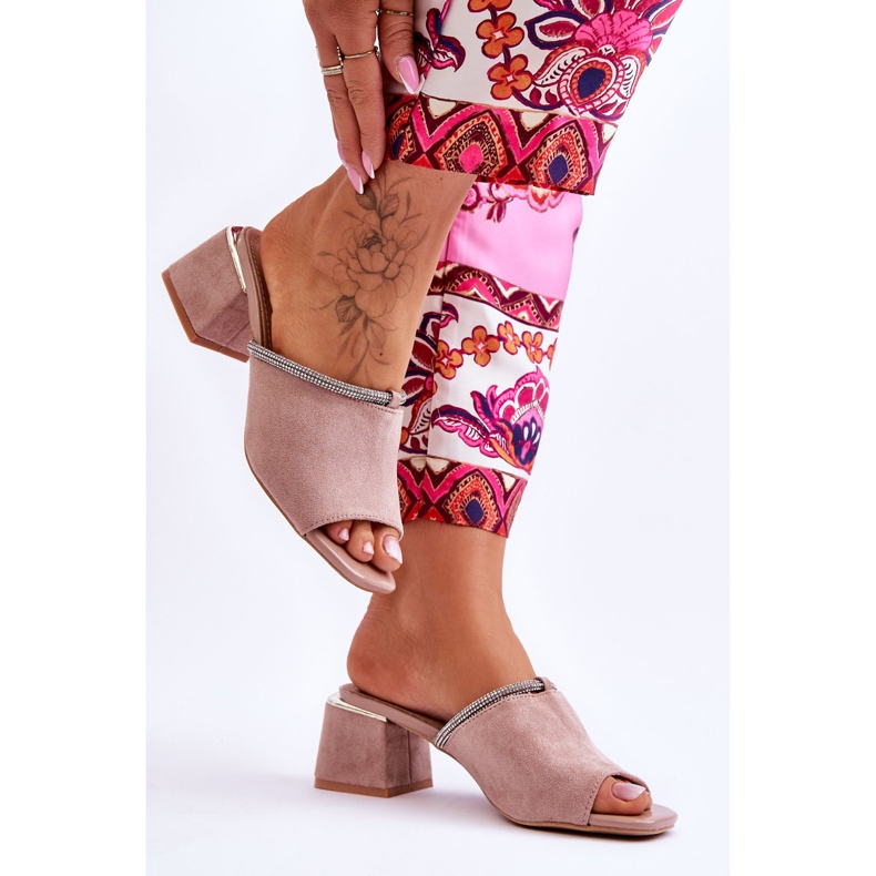 S.Barski mokkanahkaiset korkeakorkoiset tossut KV-612-2 beige 2