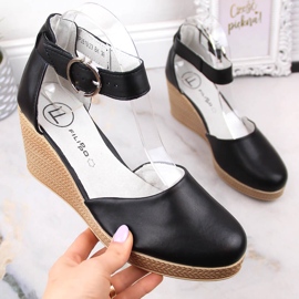 Naisten mustat nahkaiset kiila sandaalit Filippo DS3519 1