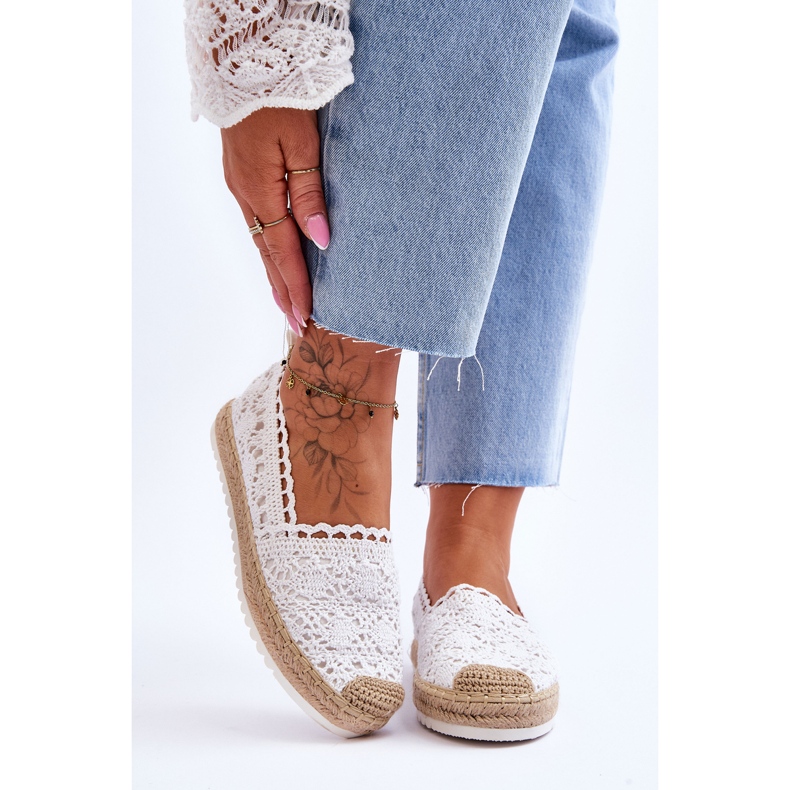 FE1 Lace Slip-On Espadrilles White Blanco valkoinen 1