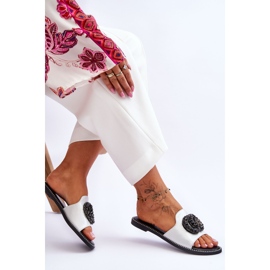 Naisten litteät tossut koristeilla S.Barski KV-520-3 hopea 2